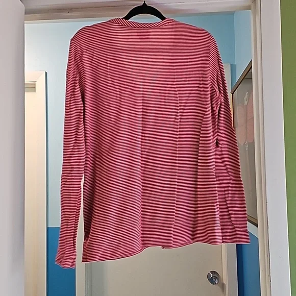Lacoste Red White Striped Button Cardigan 46 US Size XL/L - Picture 2 of 5